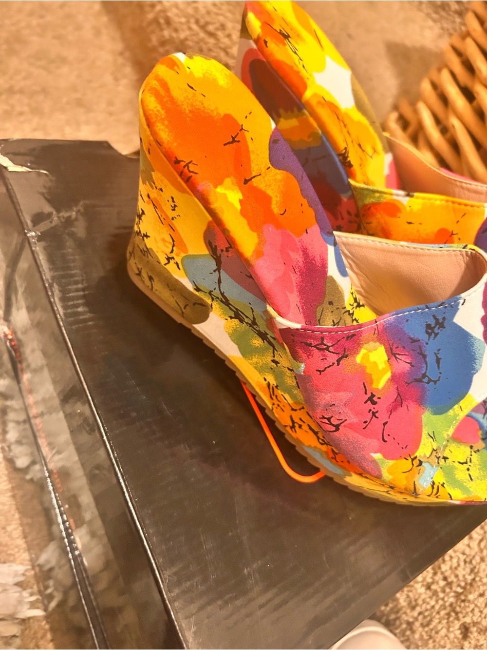 Vibrant Multi-Color Wedge Heels - Women's Floral Canvas Wedges